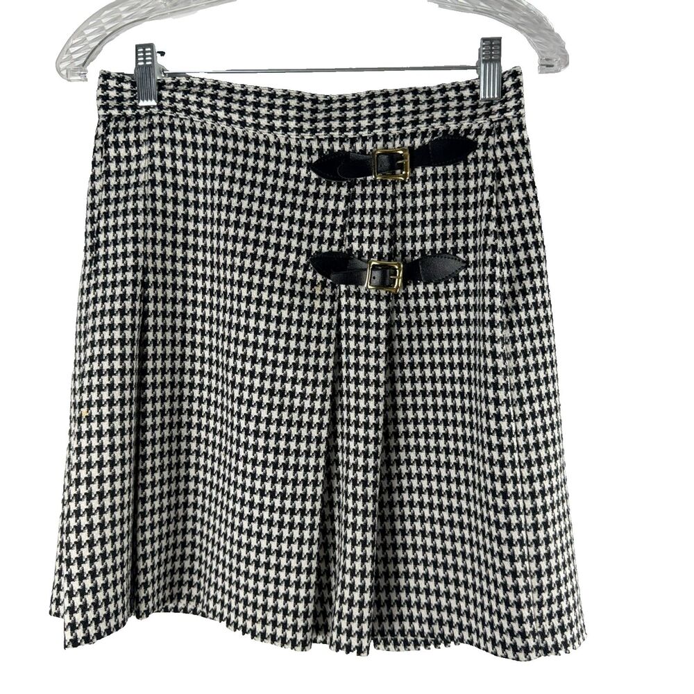 Vintage 90's Houndstooth 28 Mini Skirt Bucket A-Line Plaid Preppy Goth Academia